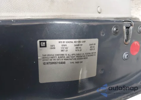 2009 Chevrolet Cobalt Lt from USA, damaged, VIN 1G1AT58H097164848